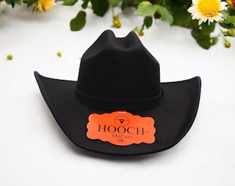 Women's Faux Felt Cowgirl Hat | Vegan Suede Western Hat | Multiple Color Options | Boho Festival Hat | Rodeo Concert Outfit Black