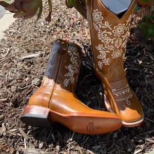 Honey Floral Square Toe Cowgirl Boots
