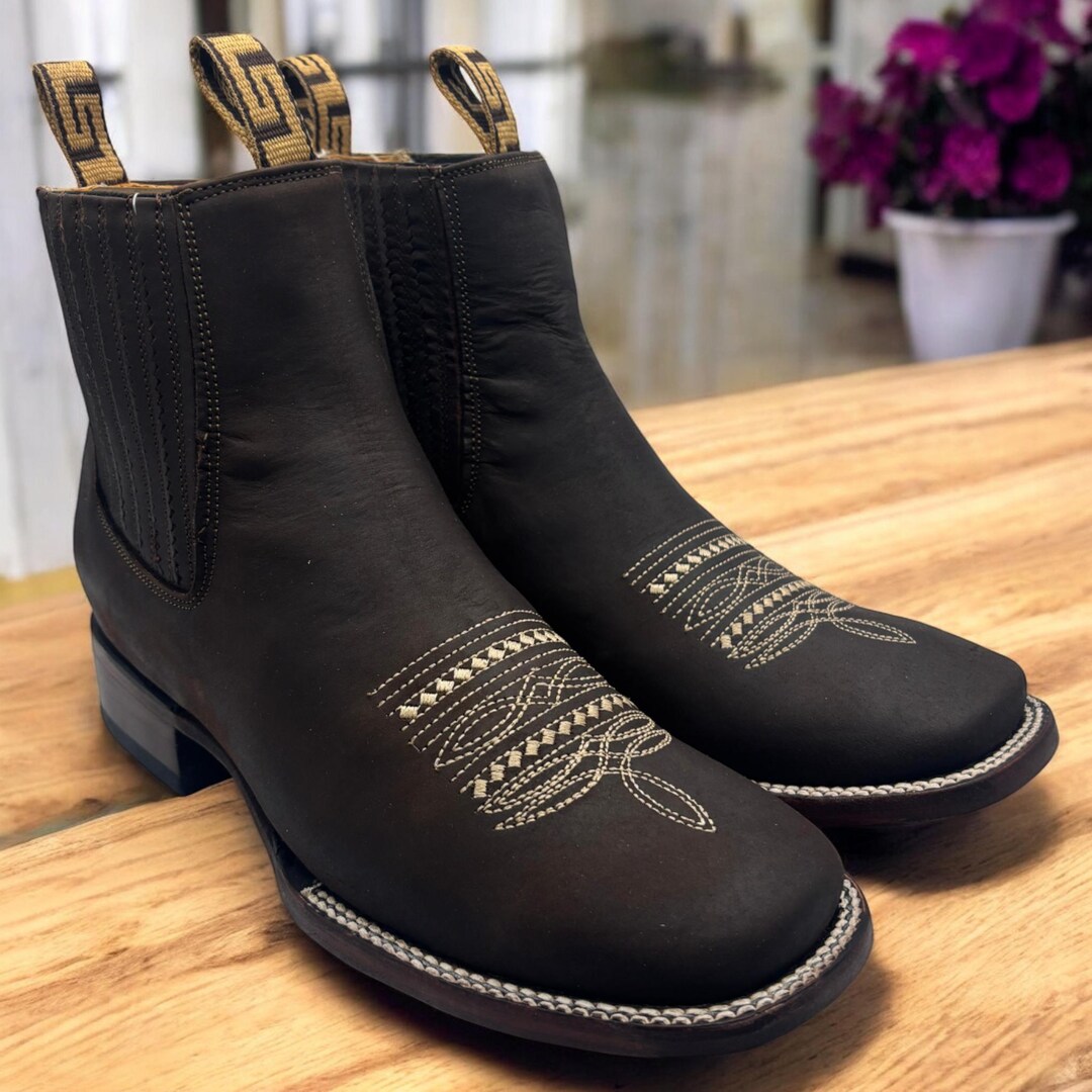 Women's Square Toe Short Boots - Handcrafted Leather Botin Ankle Boots ...