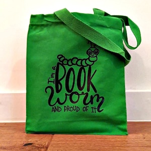 Sac fourre-tout avec ver de lecture, cadeau pour amateur de lecture, lecture, cadeau pour enfant, amoureux des livres, cadeau de baby shower, cartable, sac fourre-tout de bibliothèque, sac de livre pour enfant,