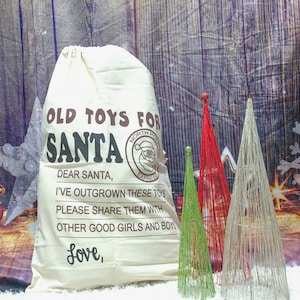 Old Toys For Santa Personalized Santa Sack, Christmas Bag, Toy Donation, In Stock & Ready To Ship, Canadian Seller