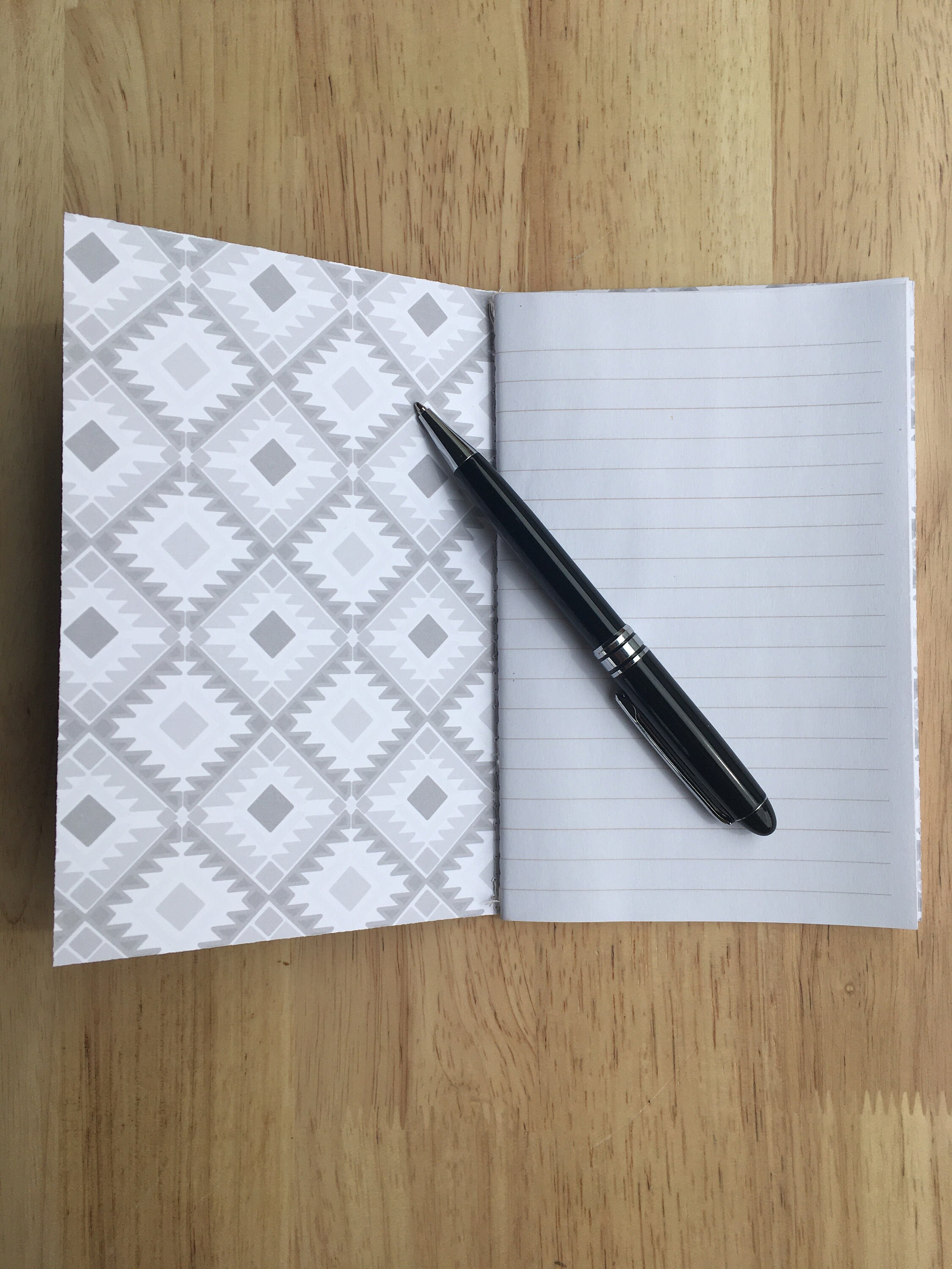 Journal Mini Pattern Paper Grey Geometric Pattern:handmade Pocket Journal, Small Notebook ...