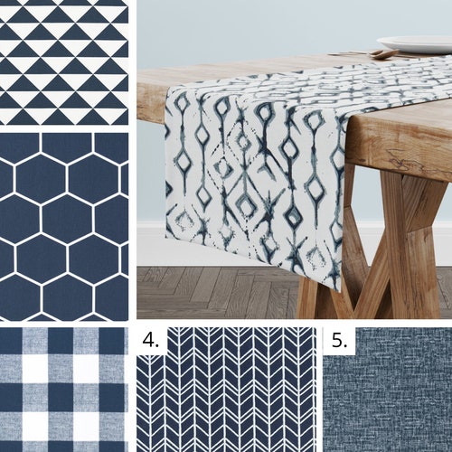Navy Blue Farmhouse Table Runner Etsy