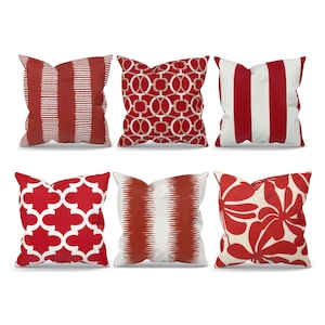 Red Pillow Covers for Outdoor Couch, Accent Pillow for Patio Outdoor Decor, Front Porch Decorative Pillow Housewarming Gift for New Home