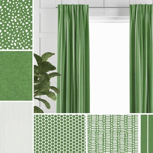 Green Contemporary Living or Dining Room Drape Collection, Kitchen Cafe Curtain or Bathroom Valance, Nursery Decor Window Treatments