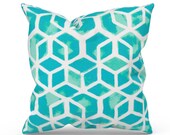 Aqua Outdoor Pillow Cover, Aqua Patio Pillow, Aqua Outdoor Cushion, Aqua Patio Cushion, Premier Prints Celtic Surfside, Aqua Turquoise
