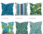 Blue Green Outdoor Pillow Covers, Outdoor Cushions, Patio Pillows, Patio Decor, Outdoor Furniture, Richloom Fabrics, Tropical Outdoor Pillow