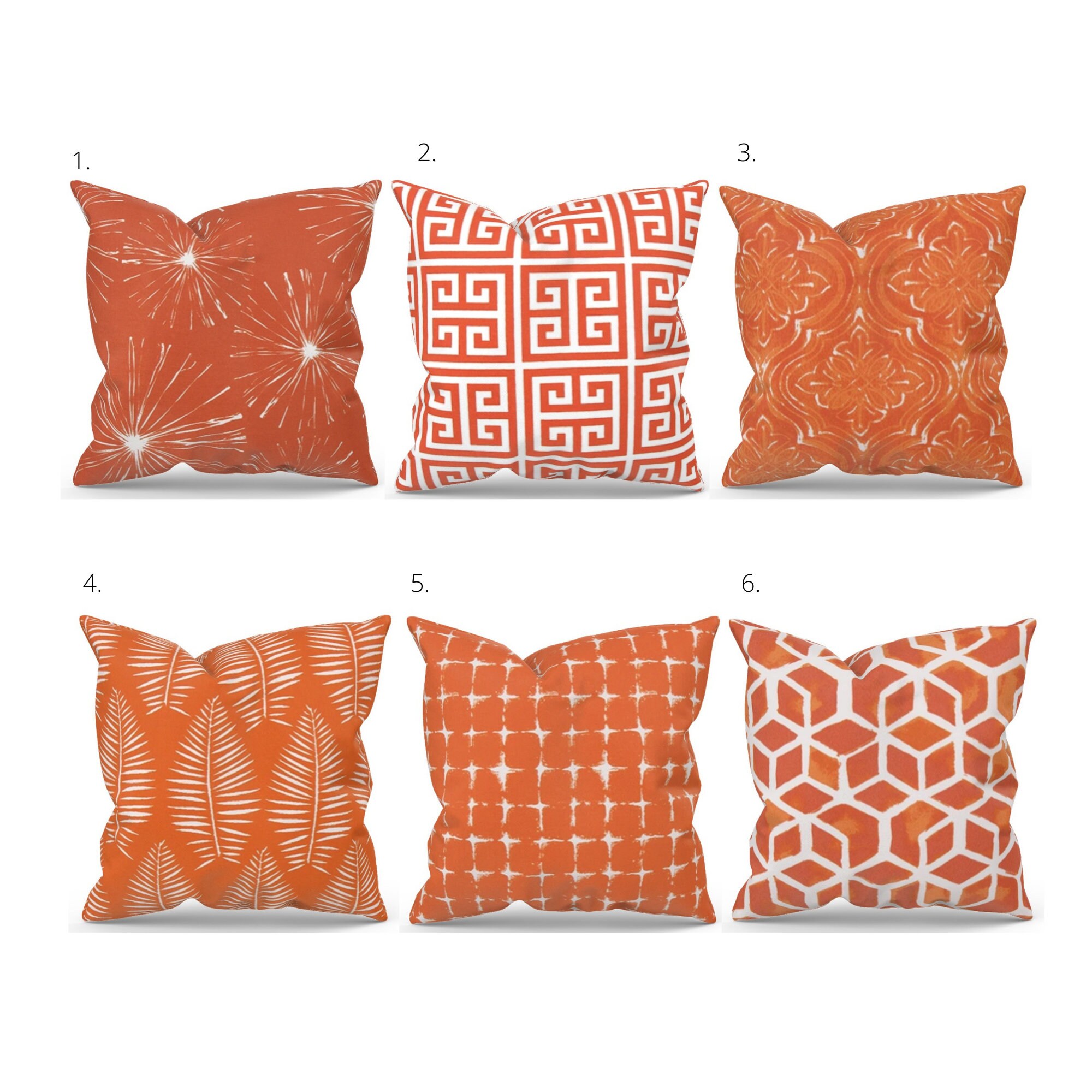 Orange Outdoor Pillow Covers Orange Decorative Pillow Etsy