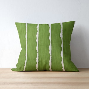 Green Stripe Pillow Cover for Modern Farmhouse Decor, Green Throw Pillow Cover for Wedding Gift, Green Living Room Pillow Cover