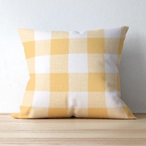 Yellow Buffalo Plaid Farmhouse Pillow Cover for Sofa, Accent Pillow with Zipper for Bed, Buffalo Check for Children & for Nursery Decor