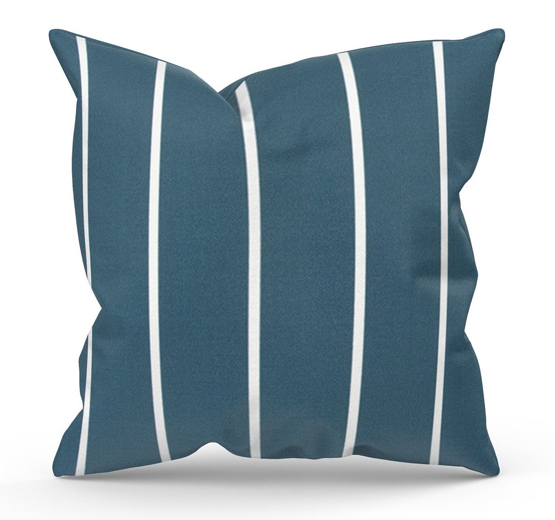 Teal Stripe Pillow Cover for Outdoor Living Space, Blue Green Couch