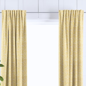 Yellow & White Curtain Panel for Living and Dining Room, Made to Order Bedroom and Nursery Window Treatment, Kitchen Cafe Curtain or Valance