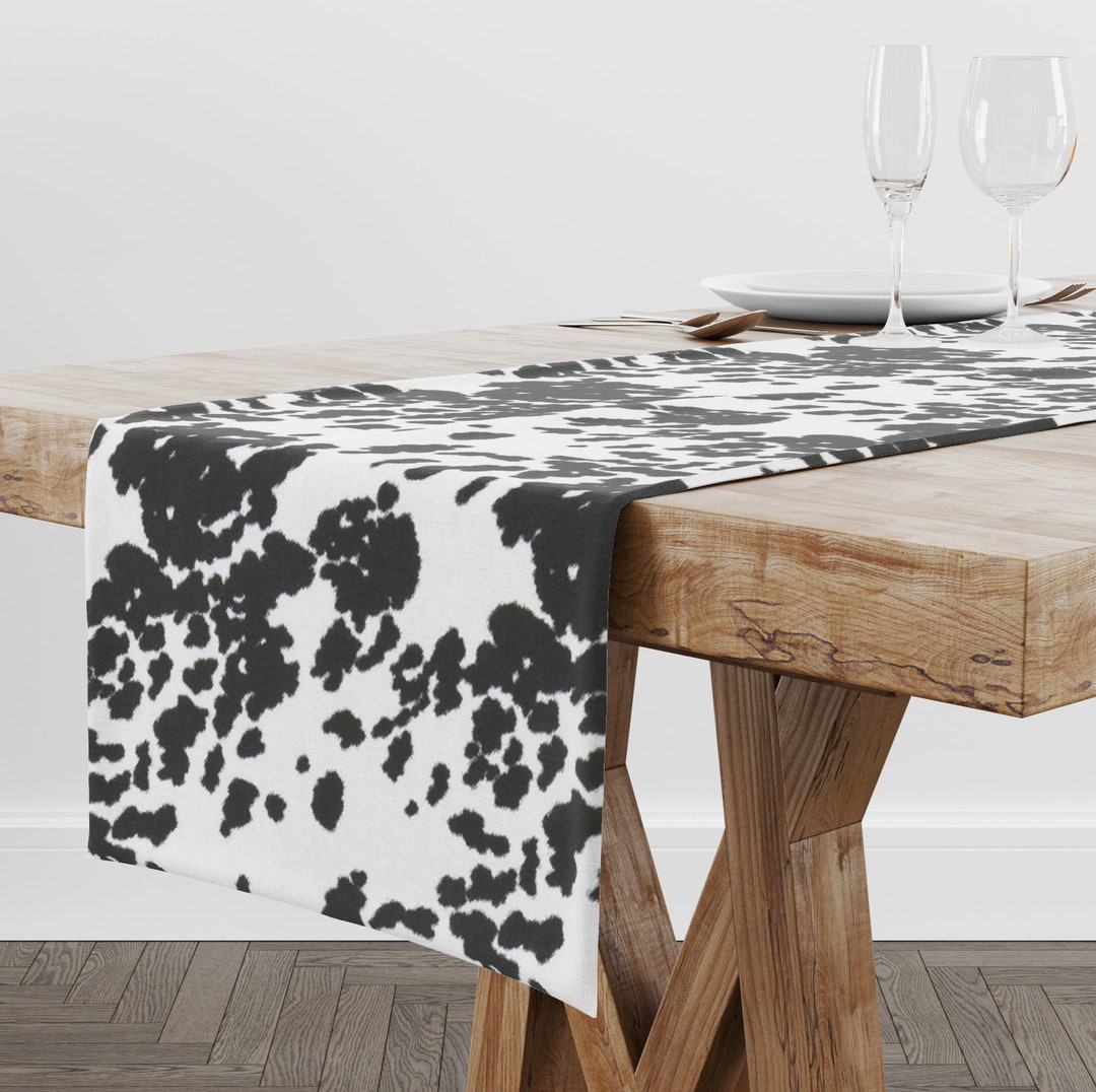 Black Cowhide Dining Room Table Runner: Western Rodeo Themed Party ...