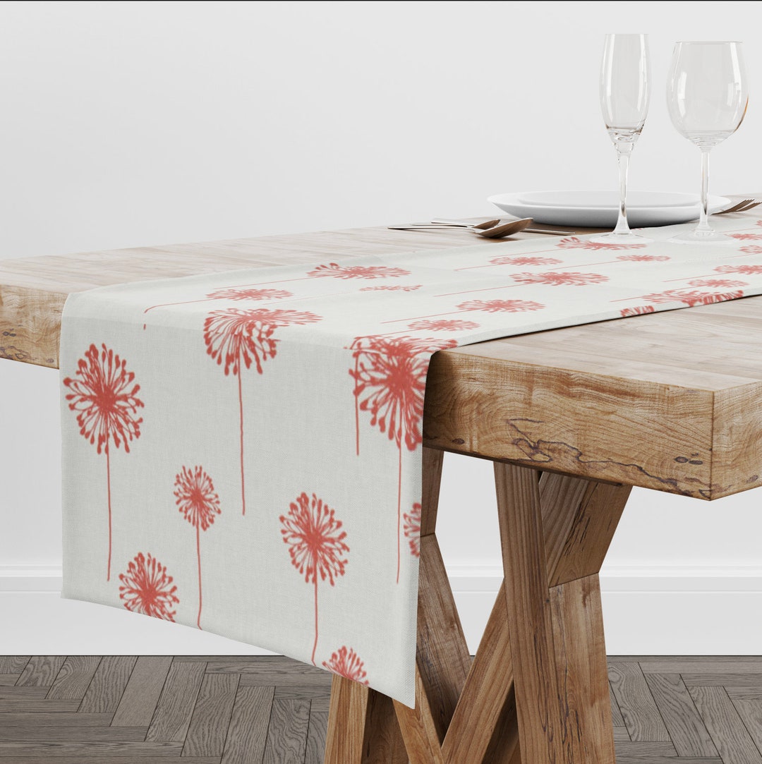 Orange Table Runner for Table Decor, Orange Floral Runner for Modern