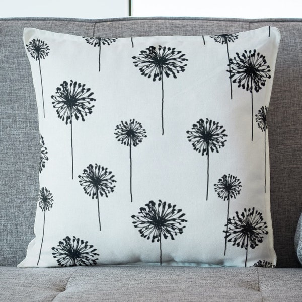 Black & White Pillow Cover for Family Room, Dandelion Decor for Teen Bedroom, Farmhouse Decor for New Home Housewarming Gift or Wedding Gift