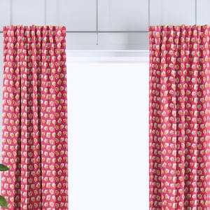 Hot Pink & Orange Dot Dining and Living Room Curtain Panels, Bedroom and Nursery Window Treatments, Kitchen Cafe Curtains, Bathroom Valance