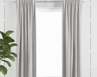 French Grey and White Stripe Curtain Panels for Dining and Kitchen Decor, Beige Window Treatments for Bedroom,  Nursery, or Office