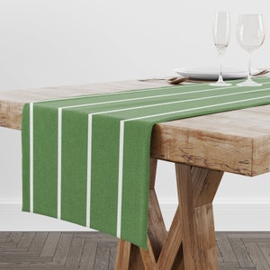 Bright Green & White Stripe Dining Room and Kitchen Table Runner, Wedding Reception and Birthday Party Decor, Housewarming Gift Idea