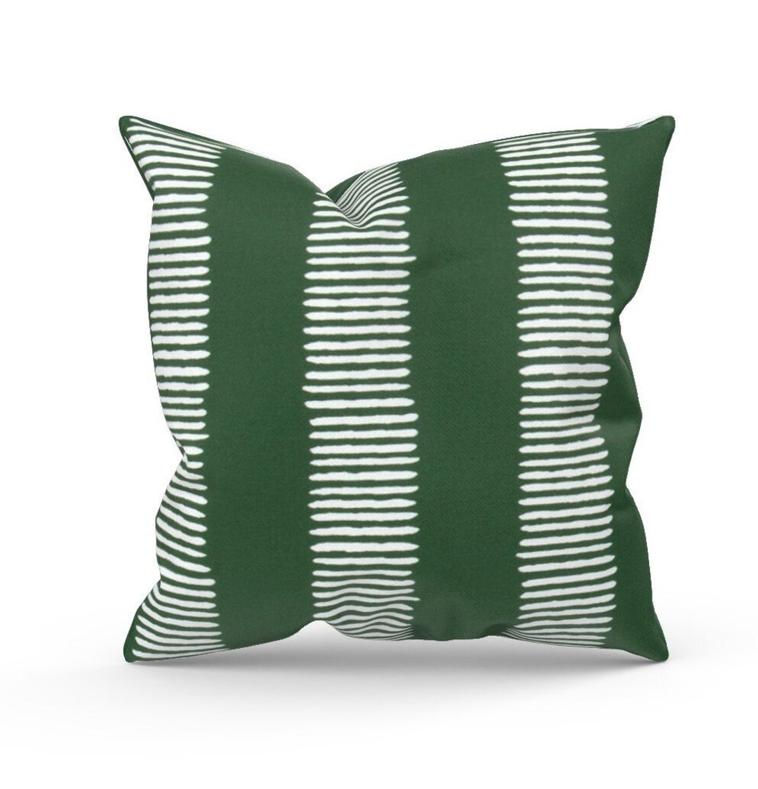 Green Stripe Outdoor Pillow Cover for Outdoor Living Space, Green