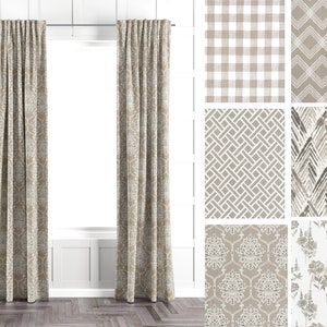 Ecru Curtain Panel for Dining Room & Kitchen Decor, Neutral Window Treatment for Living and Family Room, Tan Drapes for Bedroom and Nursery