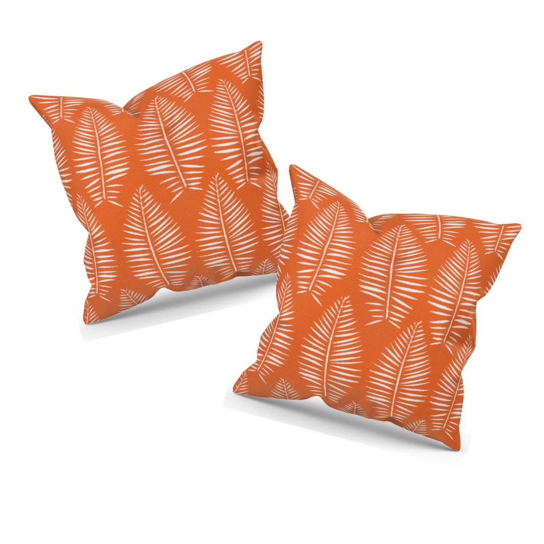 TWO Orange Outdoor Pillow COVERS for Outdoor Living Space, Tropical