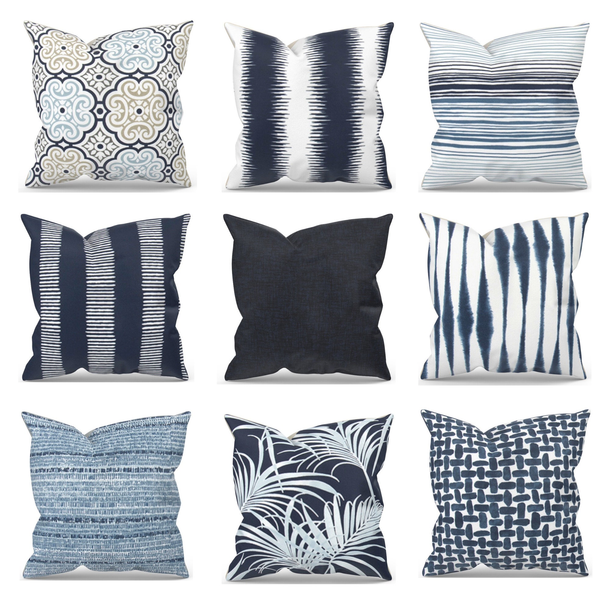 blue sofa pillows