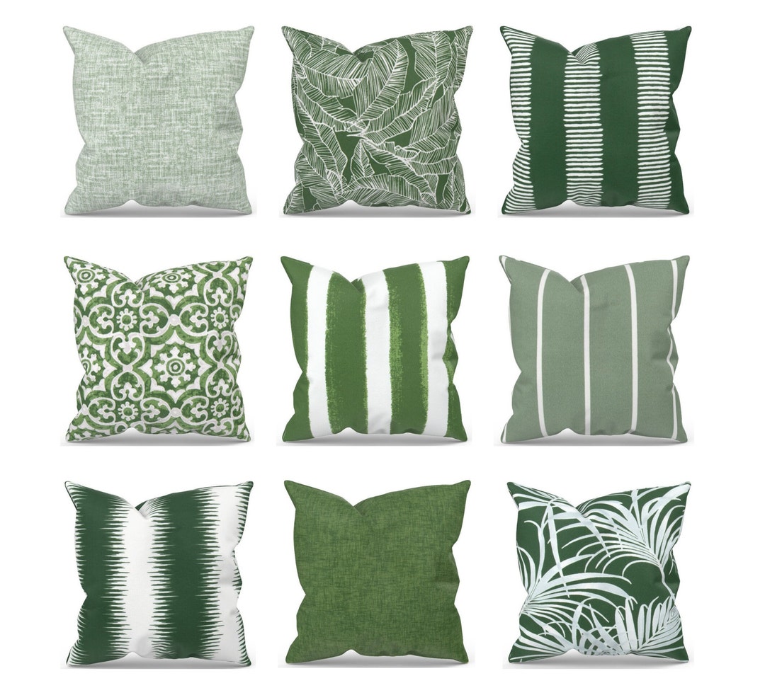 Green Outdoor Pillow Cover for Front Porch, Patio & Deck Decor