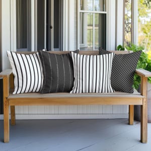 Chic Basic Black & White Patio or Deck Outdoor Pillow Cover Collection 1, Balcony, Veranda or Front Porch Housewarming Gift Made in USA