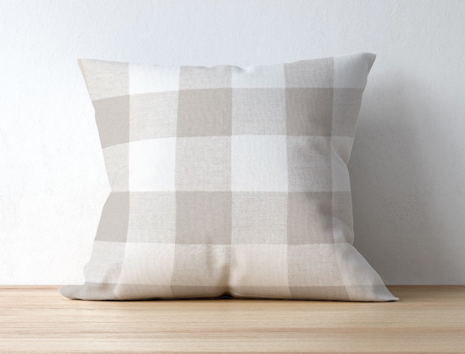 Tan Pillow Cover for Living Room Couch, Beige Buffalo Plaid Decorative Pillow for Bedroom, New Home Check Throw Pillow for Housewarming Gift