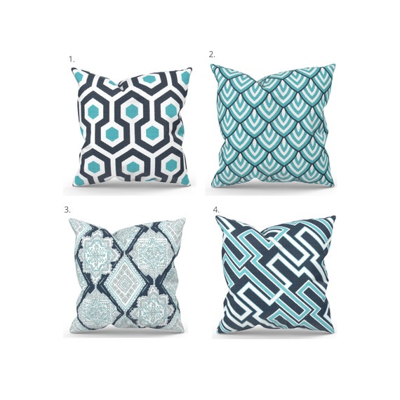 Blue Outdoor Pillow Covers Turquoise Outdoor Pillow Cover Etsy