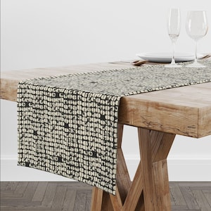 Mid-Century Modern Black Linen Blend Table Runner