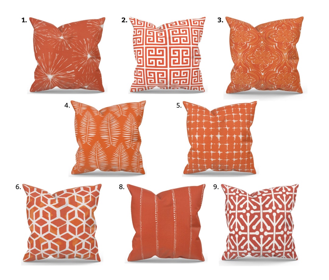 Orange Outdoor Pillow Cover for Deck, Patio & Porch, Outdoor Decor