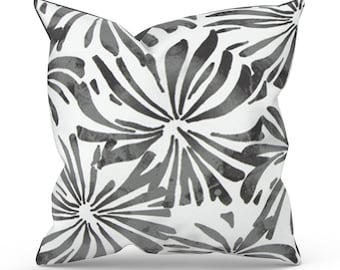 Black & White Abstract Floral Outdoor Pillow Cover for Porch, Patio, and Deck, Outdoor Decor Birthday Gift for Mom, BFF Housewarming Gift,