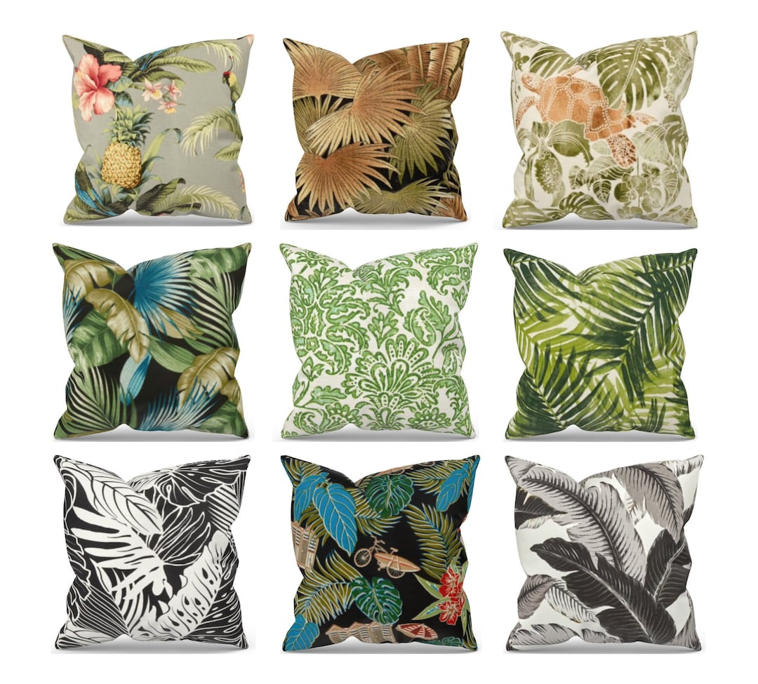 Tropical Outdoor Pillow Covers, Tropical Decor, Outdoor Floral Pillow