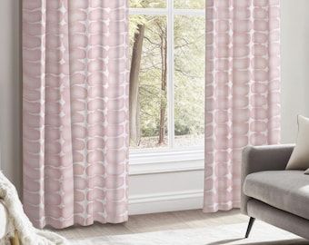 Blush Pink Shibori Style Curtains: Japandi Slub Cotton Window Treatments