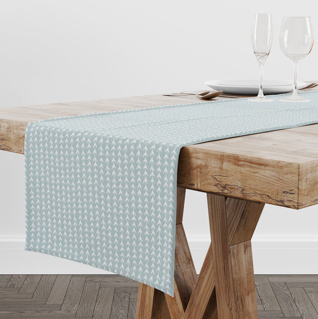 Blue Table Runner for Dining Table, Blue Linens for Farmhouse Kitchen