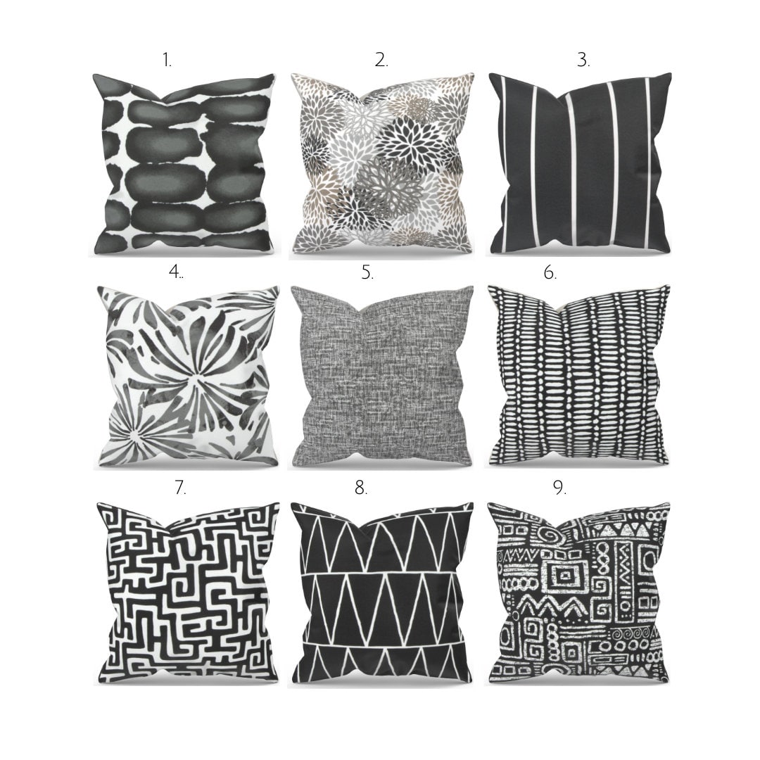 Black Outdoor Pillow Cover for Outdoor Living Space, Accent Pillow for