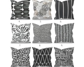 Black Outdoor Pillow Cover for Outdoor Living Space, Accent Pillow for Sofa, Wedding Gift or Housewarming Gift for New Home Front Porch