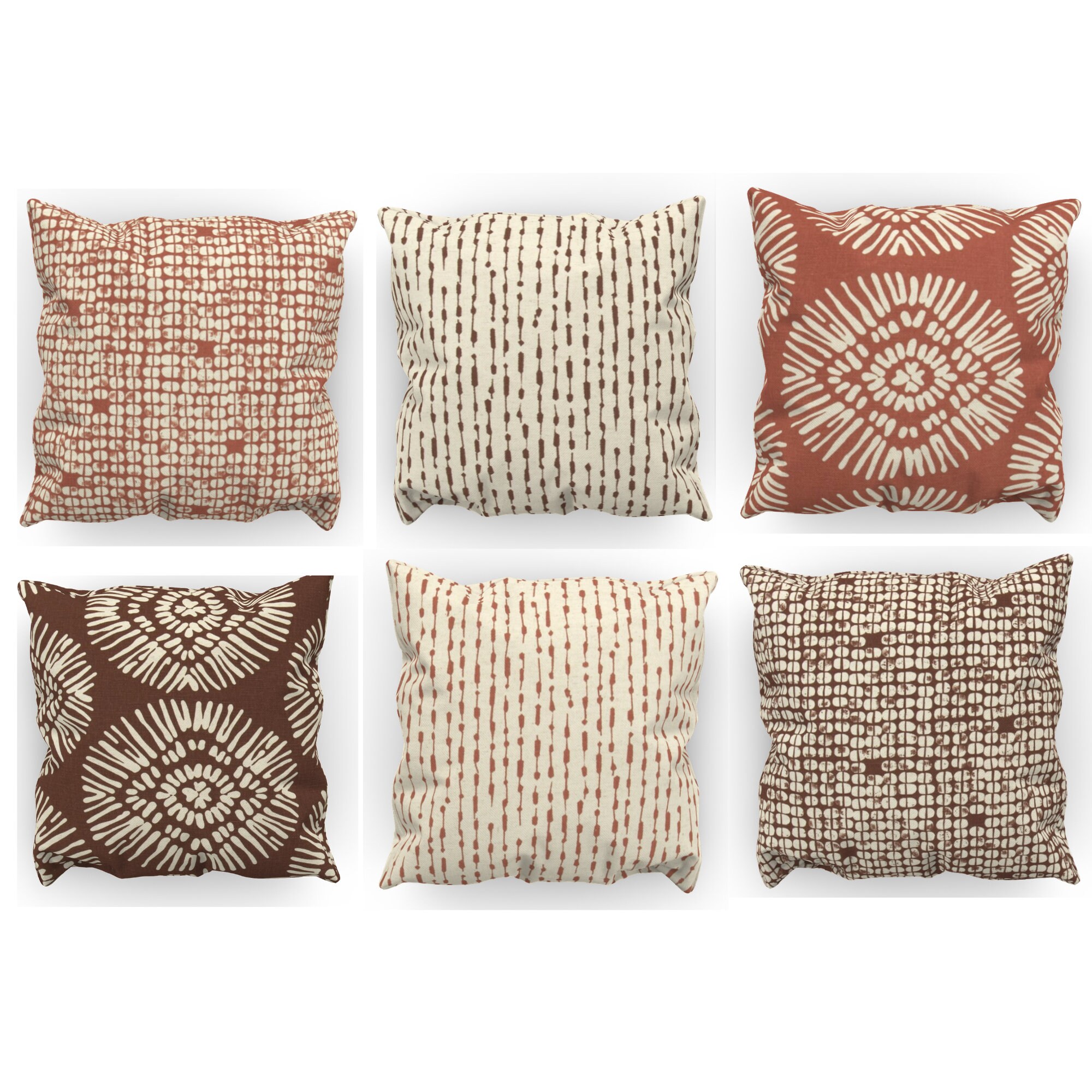 Topfinel Terracotta Couch Throw Pillows Covers Set of 4,Square 18x18 Inches  Rust Rustic Home Decor Cushion,Unique Linen Accent Pillowcase for