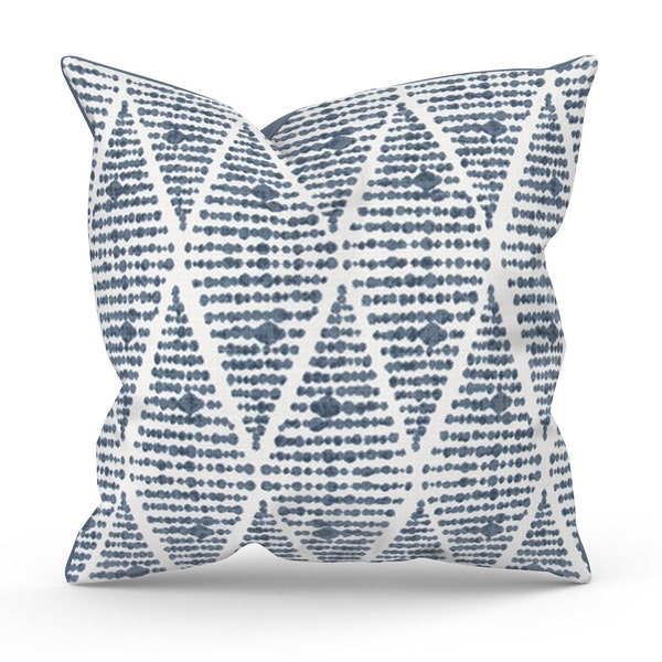 Blue Outdoor Pillow Cover for Outdoor Living Area, Patio Pillow for Patio Decor, Custom Cushion Covers with Zipper in Luxe Fabric