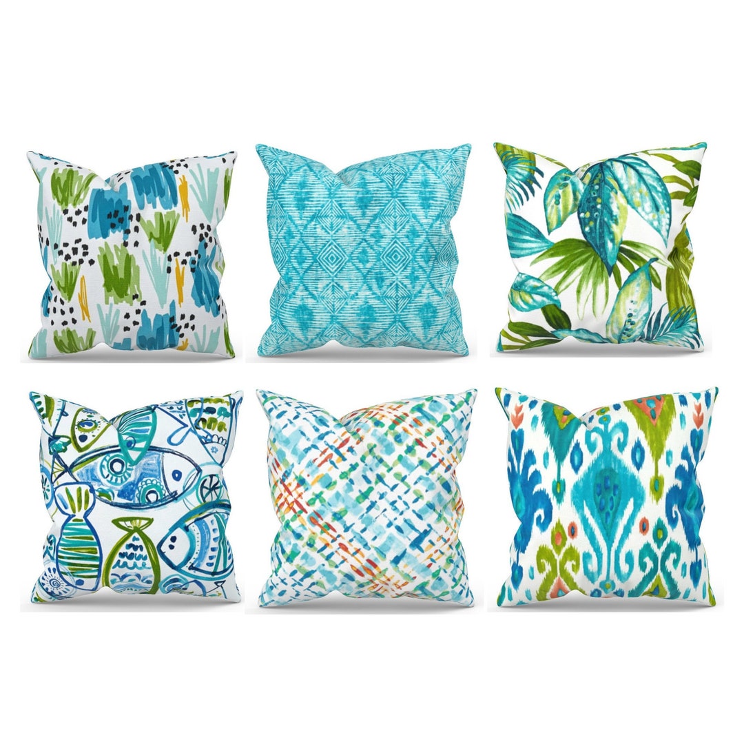 Turquoise Outdoor Pillow Covers for Coastal Decor Tropical Etsy