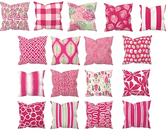 Hot Pink Outdoor Pillow Covers, Patio & Deck Decor, Front Porch Outdoor Living Area, Wedding, Housewarming, or Birthday Gift for Mom
