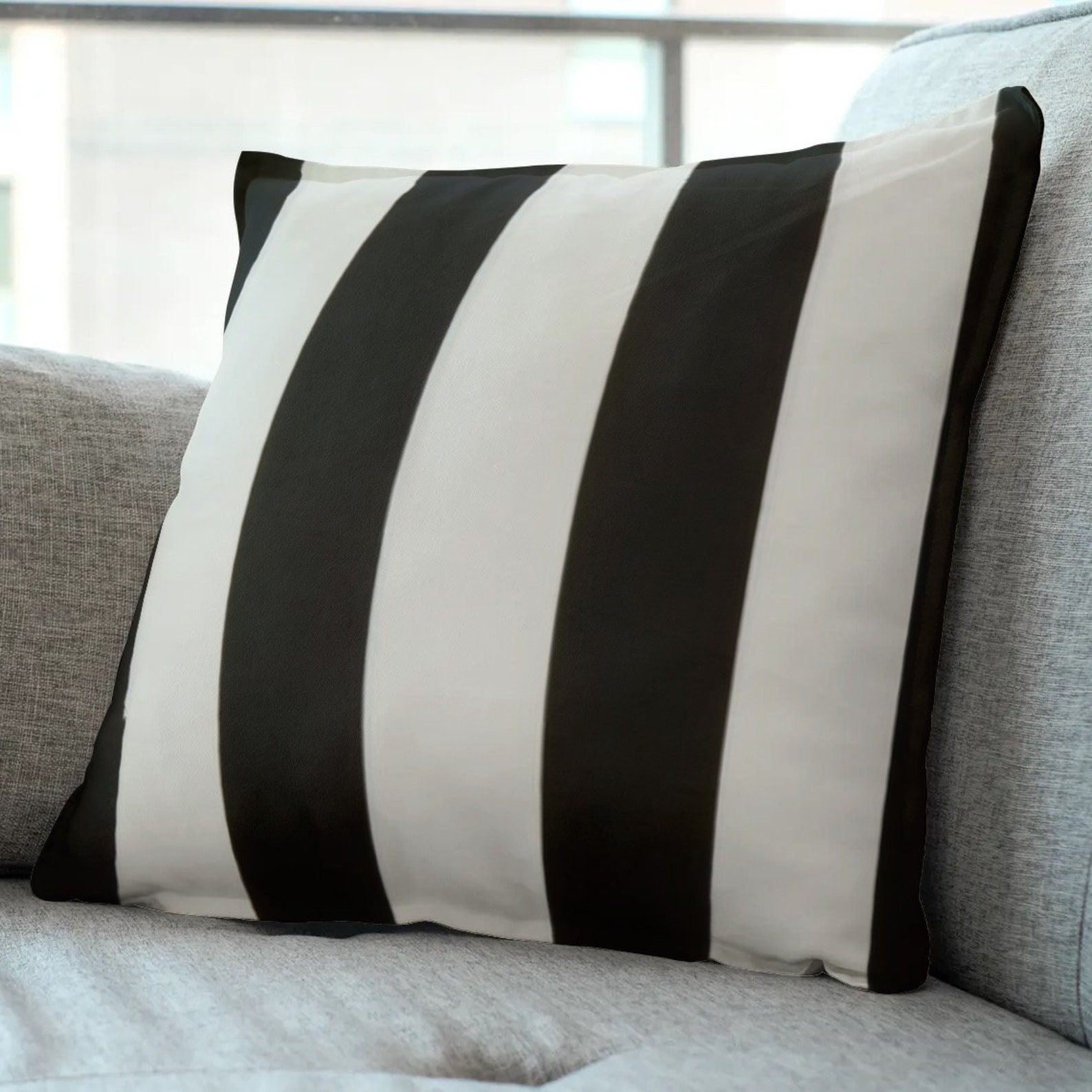 Black Stripe Outdoor Pillow Covers Awning Stripe Outdoor Etsy