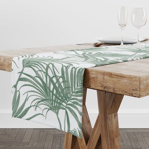 Green Table Runner for Dining Table, Tropical Runner for Kitchen Decor, Wedding Gift for Couple, Birthday Gift,, Baby Shower Table Decor