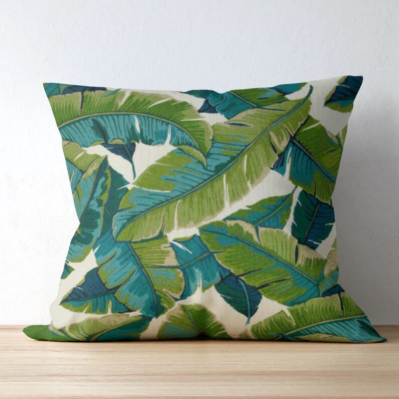 Blue Green Outdoor Pillow Covers Outdoor Cushions Patio Etsy