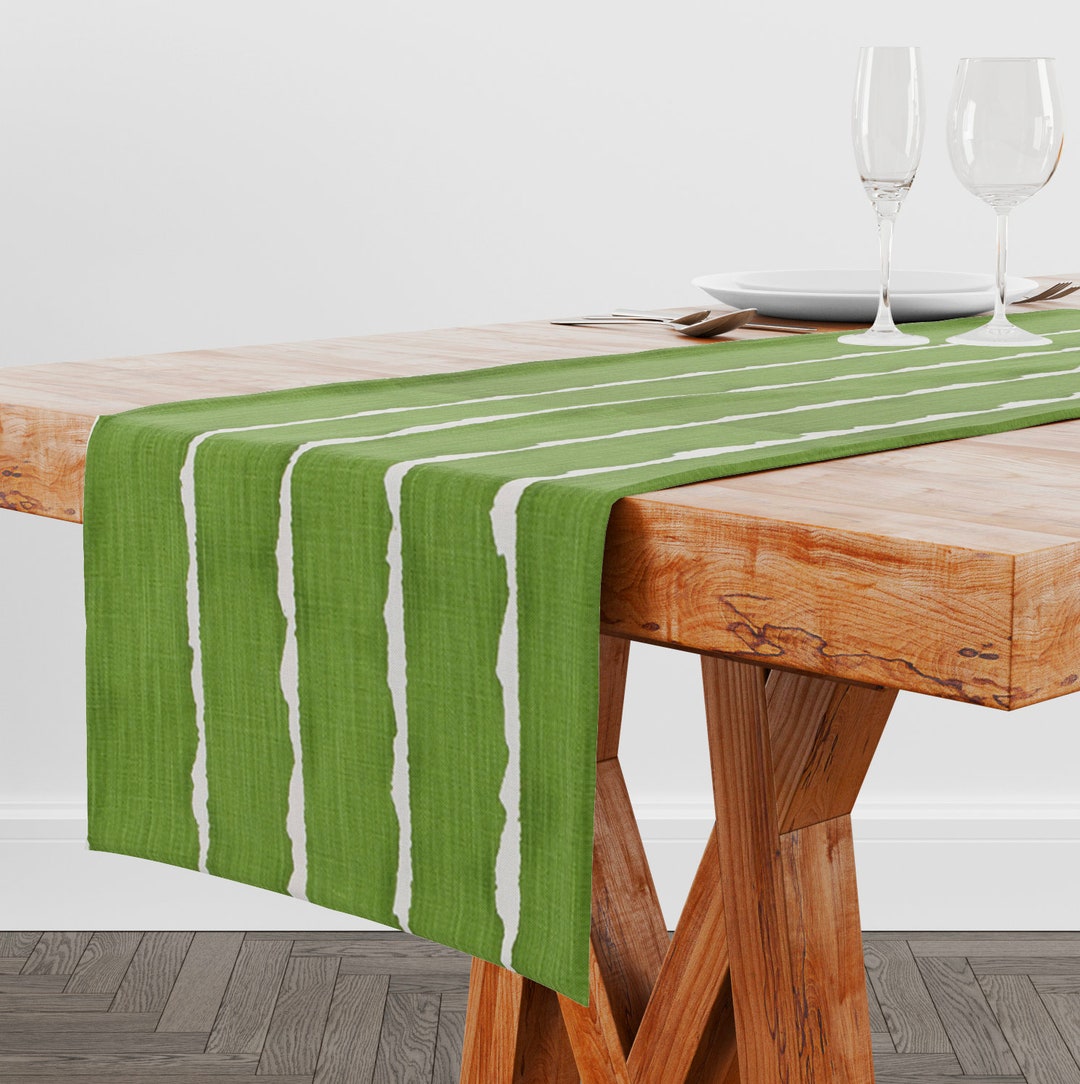 Green Stripe Table Runner for Holiday Decor Christmas Decor Etsy