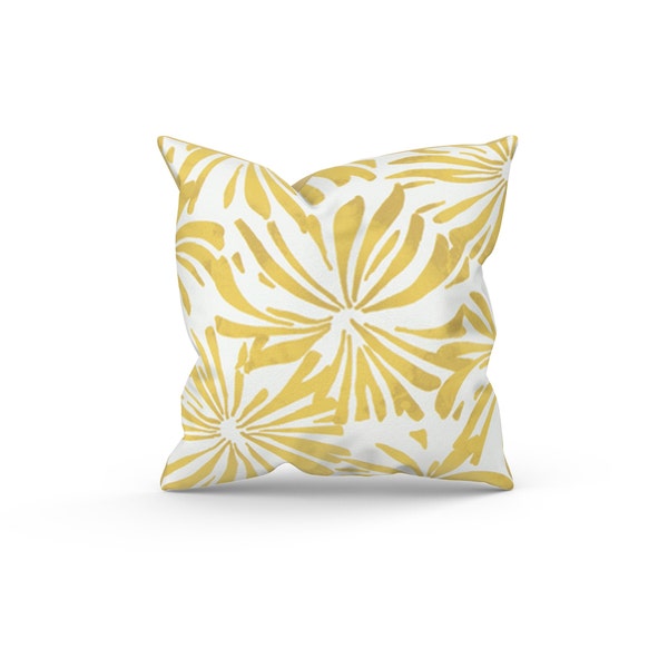 Yellow Outdoor Pillow Cover for Couch, Flower Burst Accent Pillow for Patio & Outdoor Decor, Front Porch Housewarming Gift for New Home