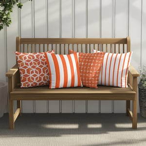 Coleção de capas de almofadas laranja e brancas para áreas externas nº 2, decoração para sofá, deck, varanda e jardim, presente para casa nova na varanda, fabricado nos EUA
