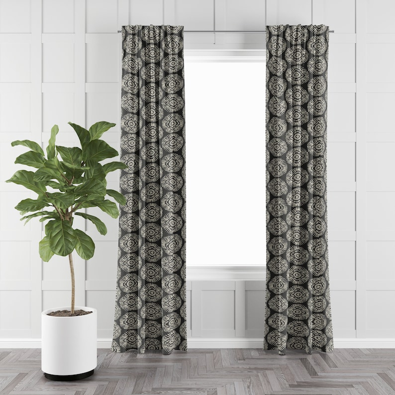 BlueHavenDecor Medallion Linen Blend Drapes - Thumbnail 2