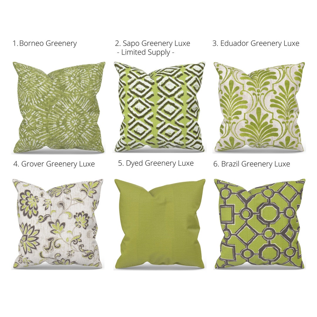 Green Outdoor Pillow Cover for Outdoor Living Space, Deck Pillow or Patio Pillow for Outdoor